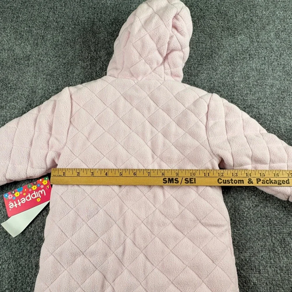 Wippette Bunting Snowsuit Baby Girl 3/6M Pink Quilted Fleece Teddy Bear Hooded‎